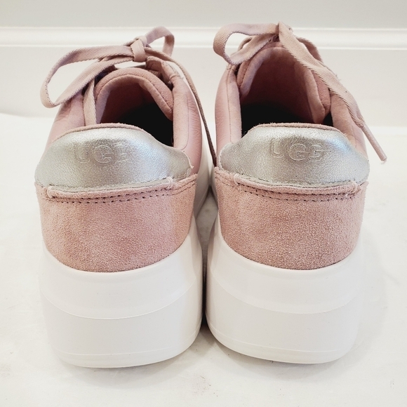 NEW UGG Scape Platform Sneakers Leather Lace Up Low Top Rose - Picture 4 of 6